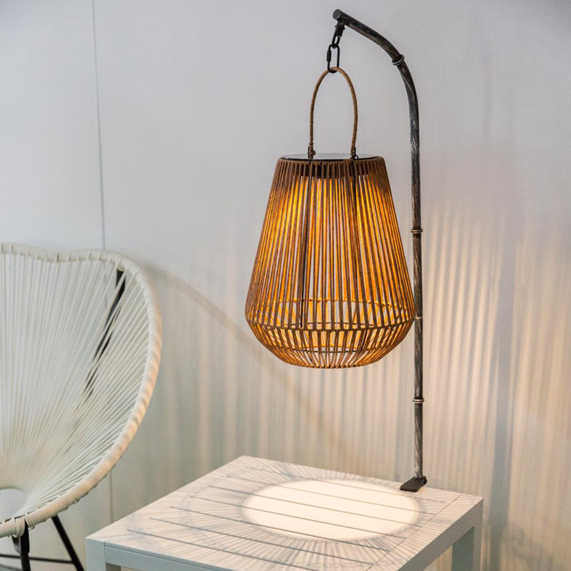 Outdoor Living Solar Portable Hand Woven Rattan Lamp